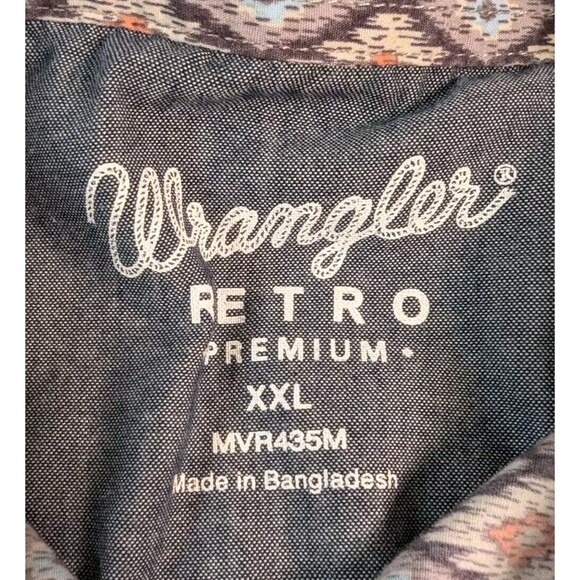 Wrangler Retro Men's Premium Indigo Snap Denim Long Sleeve Western Shirt Sz XXL - Picture 7 of 11